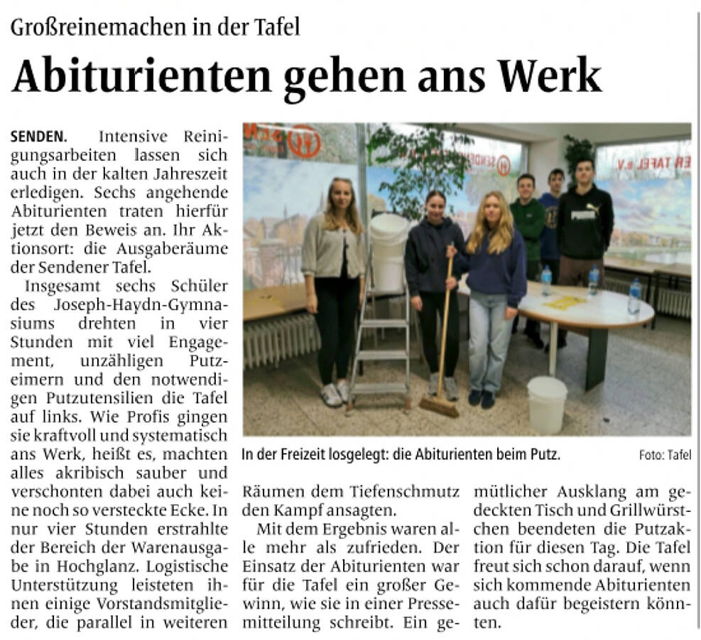 WN_Abiturienten_gehen_ans_Werk Zeitungsartikel: Abiturienten gehen ans Werk