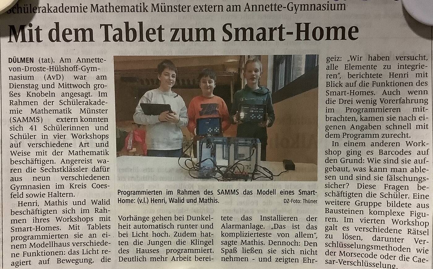 Zeitungsartikel: Mit dem Tablet zum Smart-Home