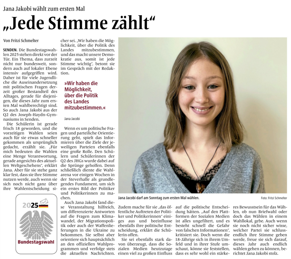 WN_Jede_Stimme_zaehlt Zeitungsartikel: "Jede Stimme zählt"
